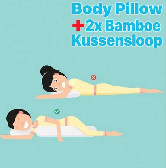 Ondersteunend Lichaamskussen + 2x gewatteerde kussensloop - 40 x 140cm - Body Pillow - Zwangerschapskussen - Body Pillow - Lichaamskussen - 140 cm... - Afbeelding 4