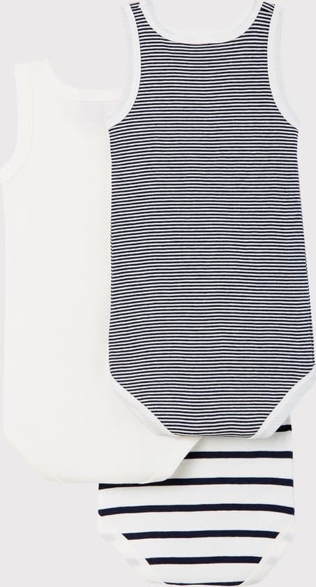 Petit Bateau Set van 3 mouwloze body's voor baby's Unisex Rompertje - Maat 80 - Afbeelding 2