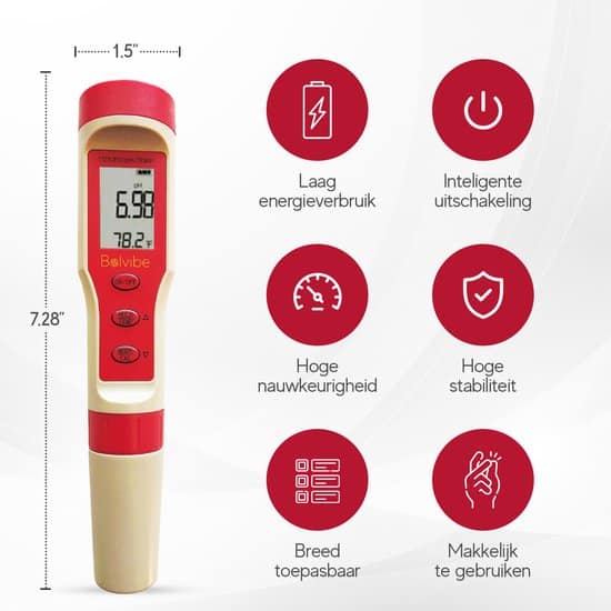 Bolvibe-Digitale 4 in 1 meter-Ph-Temp-Ec-Tds-Inclusief 3 kalibratie zakjes-Inclusief batterijen-inclusief Nederlandstalige handleiding-Voor... - Afbeelding 6