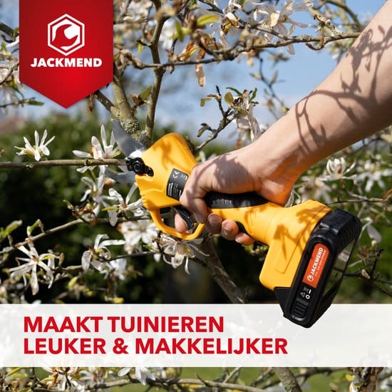 JACKMEND Elektrische Snoeischaar Incl. Opbergkoffer en 2 Accu’s - 35mm Snijdiameter - Professioneel Heggenschaar op Batterij - Draadloos Elektrisch... - Afbeelding 5