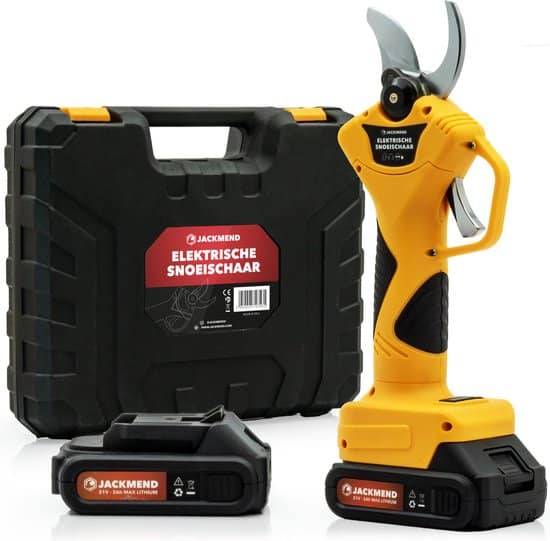 JACKMEND Elektrische Snoeischaar Incl. Opbergkoffer en 2 Accu’s - 35mm Snijdiameter - Professioneel Heggenschaar op Batterij - Draadloos Elektrisch...