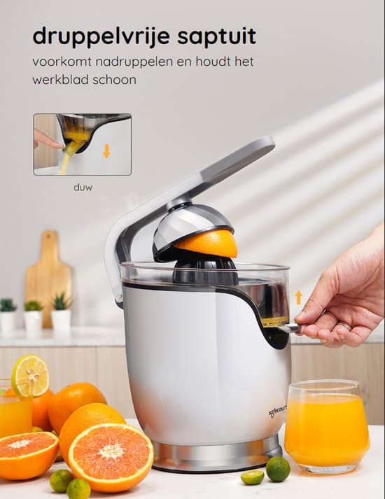 Safecourt Kitchen Elektrische Citruspers - Efficiënte Sinaasappelpers - Krachtig en snel - Wit - Afbeelding 3