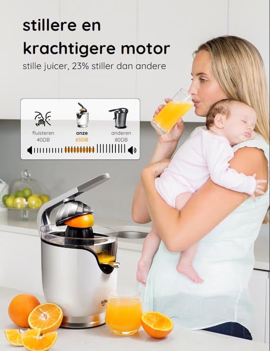 Safecourt Kitchen Elektrische Citruspers - Efficiënte Sinaasappelpers - Krachtig en snel - Wit - Afbeelding 6