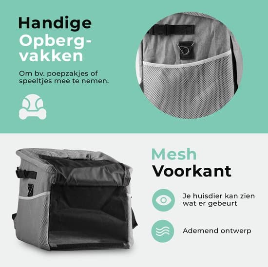 Château Animaux® Fiets Mand voor Hond - Fietstas - Hondenmand fiets - Multifunctionele Afneembare Fiets Tas - Schoudertas - Rugtas voor Dier -... - Afbeelding 4