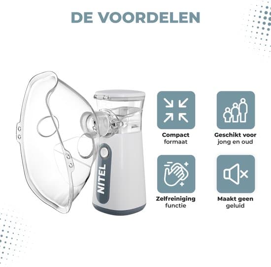 Nitel Aerosoltoestel - Inhalator - Vernevelaar - 3 Modus - Voor Kinderen, Volwassenen en Baby's - Zelfreiniging - Inclusief 3 mondstukken - Afbeelding 2