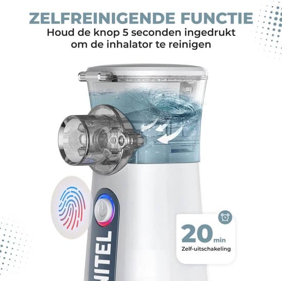 Nitel Aerosoltoestel - Inhalator - Vernevelaar - 3 Modus - Voor Kinderen, Volwassenen en Baby's - Zelfreiniging - Inclusief 3 mondstukken - Afbeelding 3