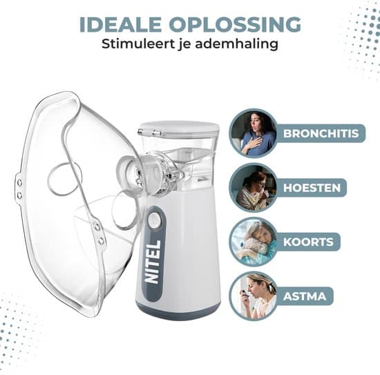 Nitel Aerosoltoestel - Inhalator - Vernevelaar - 3 Modus - Voor Kinderen, Volwassenen en Baby's - Zelfreiniging - Inclusief 3 mondstukken - Afbeelding 5