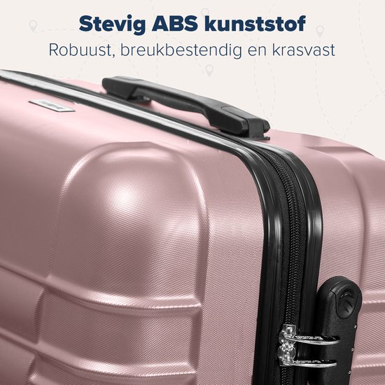 TRVLMORE Koffer - Handbagage - 54x36x20cm - 38L - Roségoud - Afbeelding 3