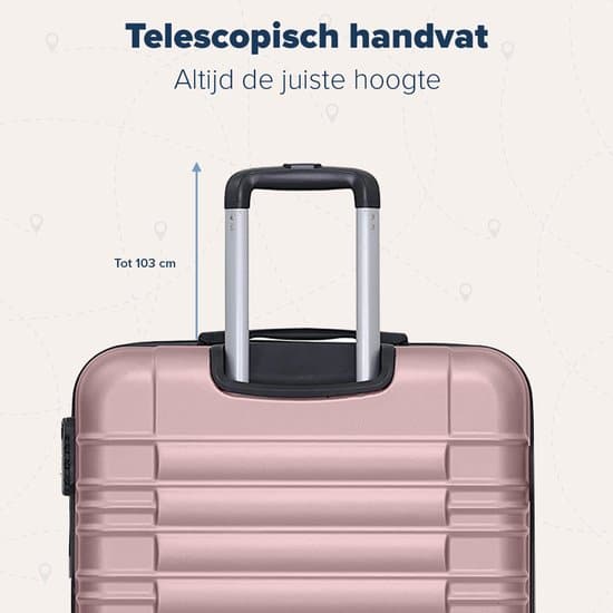 TRVLMORE Koffer - Handbagage - 54x36x20cm - 38L - Roségoud - Afbeelding 6