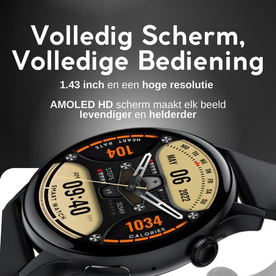 GØDLY® Amoled Smartwatch 46MM - Smartwatch Heren - Smartwatch Dames - Horloge – HD - Stappenteller - Kcal Teller - Slaapmeter - Hartslagmeter -... - Afbeelding 3