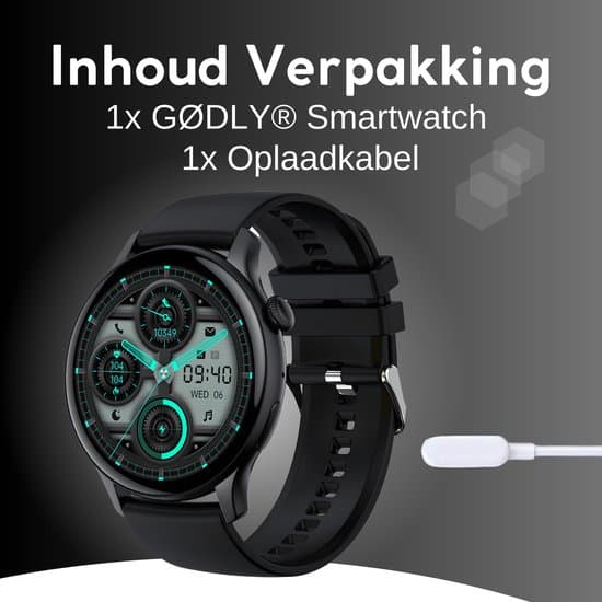 GØDLY® Amoled Smartwatch 46MM - Smartwatch Heren - Smartwatch Dames - Horloge – HD - Stappenteller - Kcal Teller - Slaapmeter - Hartslagmeter -... - Afbeelding 5