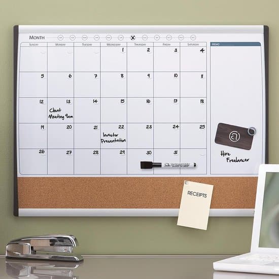 Nobo Magnetische Combibord met Maandplanner - Kurken Prikbord - 58,5 x 43,0 cm - Inclusief Magneet, Marker En Wisser - Afbeelding 3
