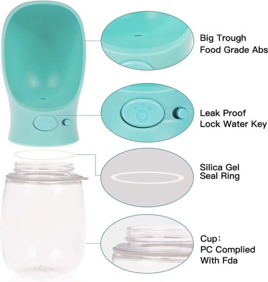 Waterfles 550ml - honden fles water - Honden bidon - Honden Drinkfles - Groen - Afbeelding 2