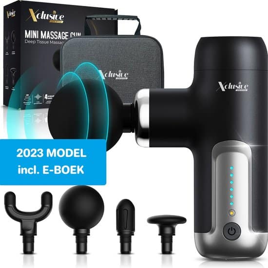 Xclusive-lifestyle® Mini Massage Gun - Professioneel - 4 Massagekoppen - Uiterst Stil (35db) - Zeer Krachtig - Sport en Relax Massage Apparaat -...