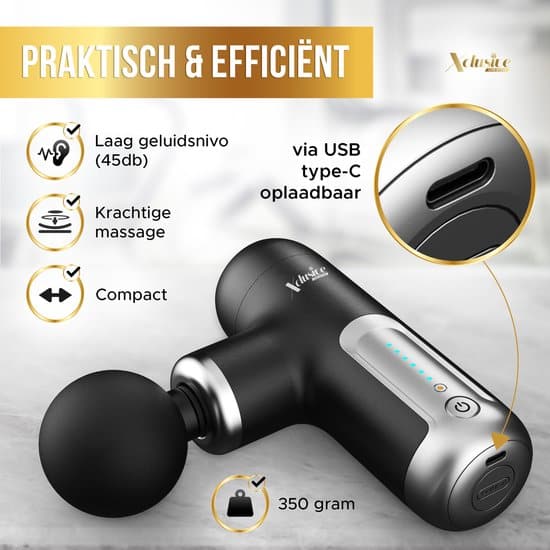 Xclusive-lifestyle® Mini Massage Gun - Professioneel - 4 Massagekoppen - Uiterst Stil (35db) - Zeer Krachtig - Sport en Relax Massage Apparaat -... - Afbeelding 2