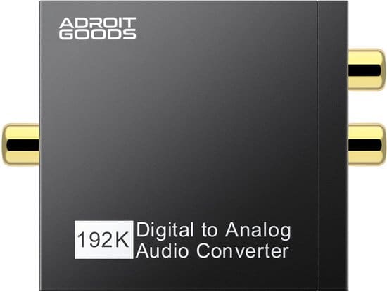 AdroitGoods Digitaal naar Analoog audioconverter - 192 kHz Audio Adapter voor Toslink naar RCA R/L - Met Optische Kabel en Voedings Adapter - Afbeelding 3