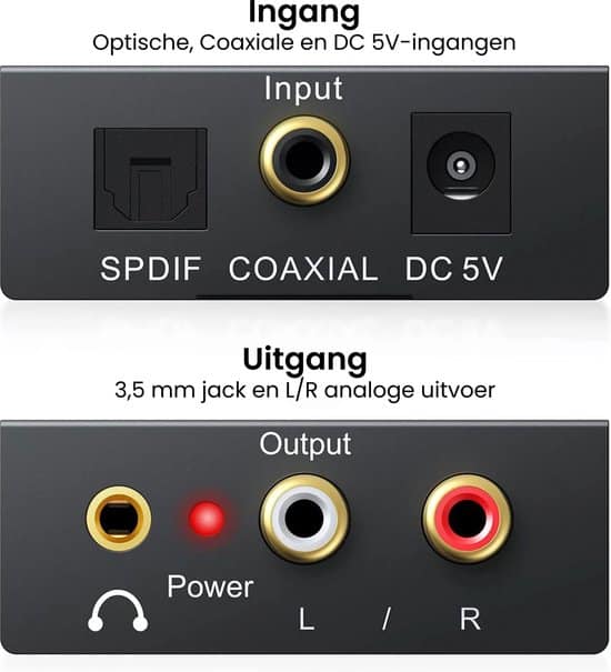 AdroitGoods Digitaal naar Analoog audioconverter - 192 kHz Audio Adapter voor Toslink naar RCA R/L - Met Optische Kabel en Voedings Adapter - Afbeelding 5