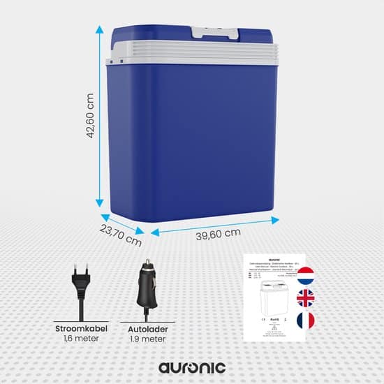 Auronic Elektrische Koelbox - Coolbox - 20L - 12V en 240V - Blauw - Afbeelding 3
