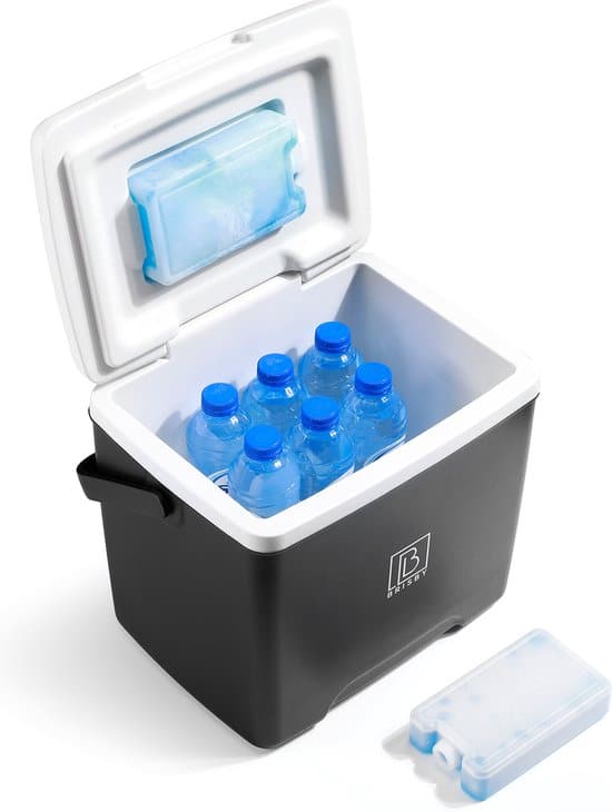 Brisby Koelbox - Frigobox - 13L - Zwart - Tot maximaal 40 uur isolatie - Incl. 2 dikke koelelementen van 450ml - Temperatuur veilige sluiting -...