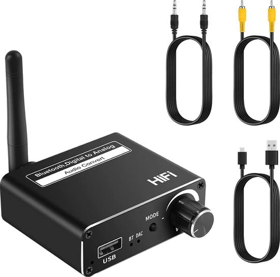 Sounix 192k Digitaal naar analoog audio converter - 3 in 1 BT 5.0 Receiver/Digitaal naar Analoog Conversie/U Disk Playback met Coaxiale Toslink... - Afbeelding 5