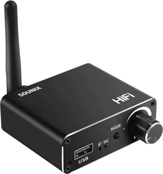 Sounix 192k Digitaal naar analoog audio converter - 3 in 1 BT 5.0 Receiver/Digitaal naar Analoog Conversie/U Disk Playback met Coaxiale Toslink...