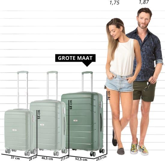 TravelZ Big Bars Reiskoffer 78 cm met dubbele wielen - Trolley koffer met TSA-slot - Olijf - Afbeelding 3