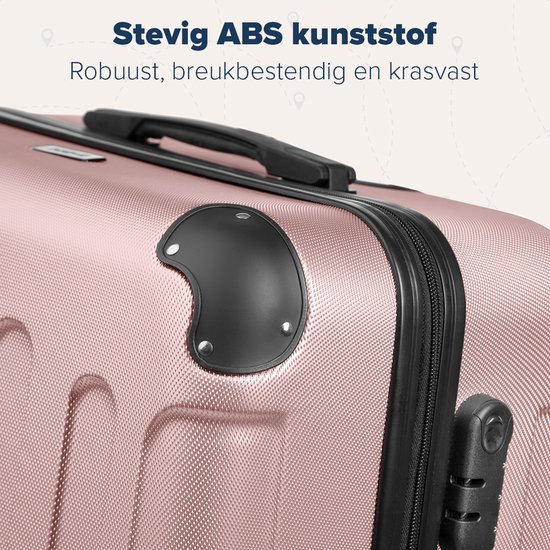 TRVLMORE Handbagage Koffer met Wielen - 54x36x20cm - 38L - Roségoud - Afbeelding 4