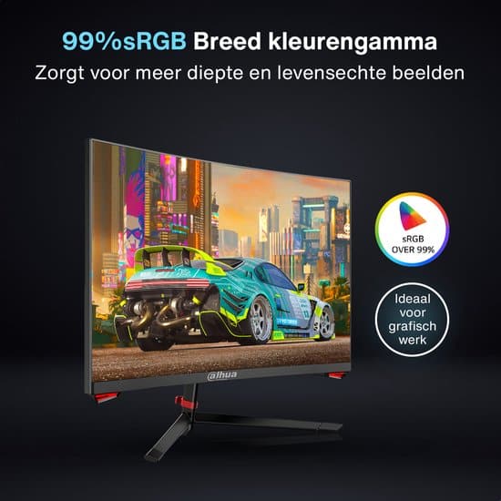 Dahua LM24-E230C - Curved Full HD VA Gaming Monitor - 24 inch - 165hz - 1ms - Inclusief DisplayPort kabel - Afbeelding 5
