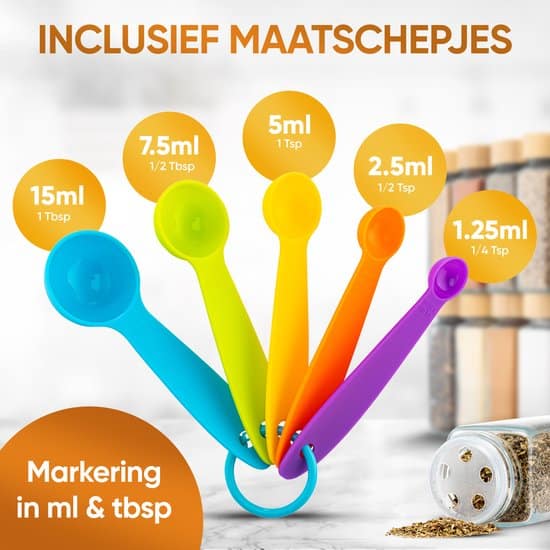 Dieux - 12 Glazen Kruidenpotjes Set - Kruidenstrooier - Strooideksel - Houten Deksel - Set incl. Kruidenpotjes Stickers en Accessoires - 12 Delige... - Afbeelding 4