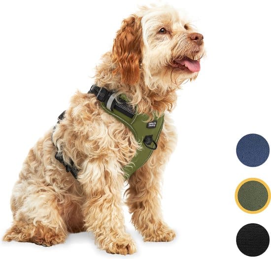 Suredoo Verstelbaar hondenharnas met clip aan de voorkant, anti-trek, zachte mesh, gewatteerd, reflecterend, ademend huisdierentuigje voor kleine, gemiddelde en grote honden (M, roze