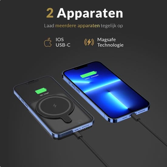 For Mag-safe Power Bank 10000mAh,AOGUERBE Magnetische Draadloze Powerbank, Mag-safe Externe Batterij 22,5 W PD snel opladen met LED-display voor iPhone 17/16/15/14/13/12/Mini/Pro/Pro Max