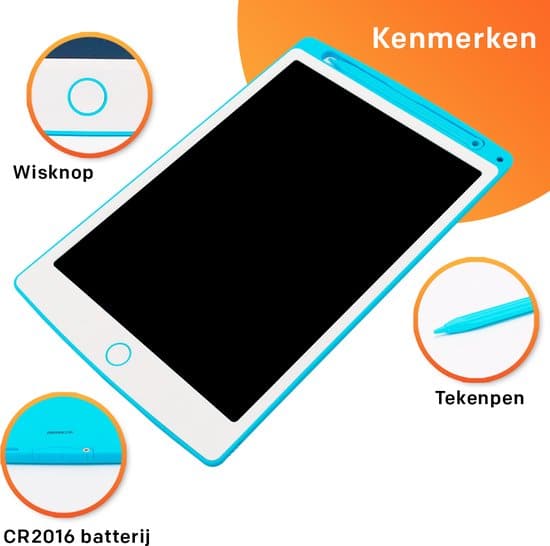 LCD Tekentablet Kinderen "Blauw" 8.5 inch Kleurenscherm - Kerstkado - Tekenen - LCD Tekenbord - Kleine Cadeautjes - Schrijfbord - Open Ended... - Afbeelding 4