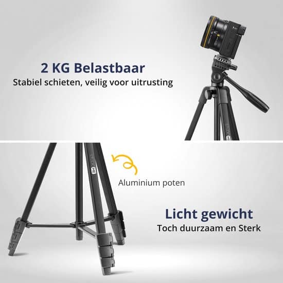 Studio ME 136 cm Telefoon Statief - Zwart - Tripod Smartphone - Selfiestick - Telefoonhouder Standaard - Camera Statief - Incl. Bluetooth... - Afbeelding 6