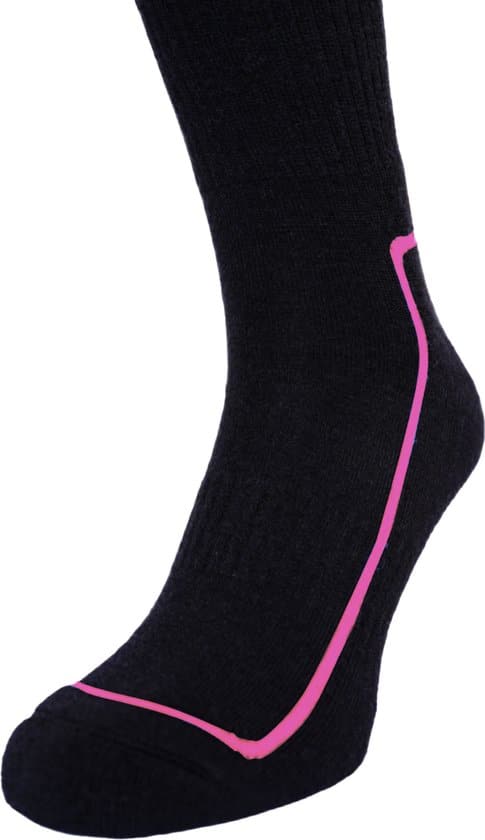 94activewear Merino Wol Sokken Dames 2 paar - Maat 39-42 - Thermosokken - 40% Merino Wol - Warme Sokken- Zwart/Roze - Afbeelding 3