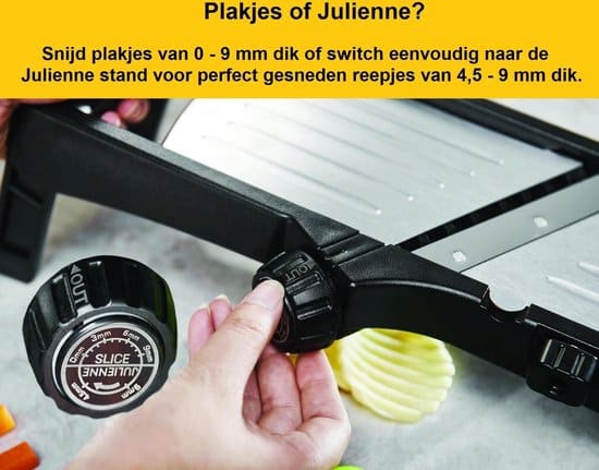 Mandoline - Vlijmscherp - Keukensnijder – Groentesnijder – Incl. Anti Snij Handschoenen en Snij Hulp - Qwality - Afbeelding 3