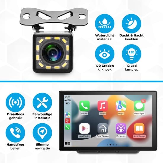 Nitel Navigatiesysteem Auto - 9 Inch - Touchscreen - Apple Carplay & Android Auto (Draadloos) - Carplay Scherm - Autoradio - Inclusief... - Afbeelding 2