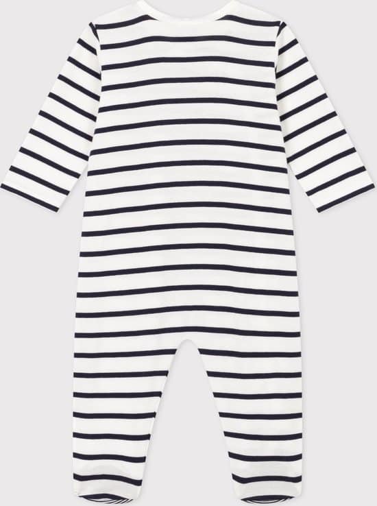 Petit Bateau Gestreepte babypyjama van ribstof Unisex Boxpak - Blauw - Maat 62 - Afbeelding 2