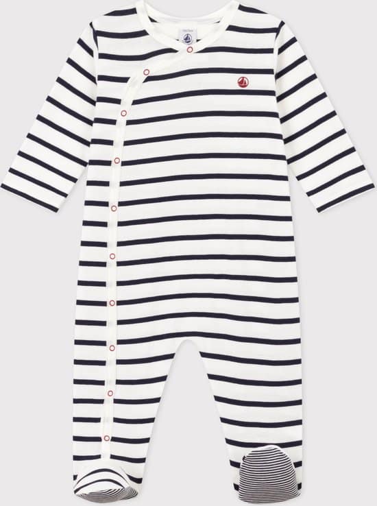 Petit Bateau Gestreepte babypyjama van ribstof Unisex Boxpak - Blauw - Maat 62