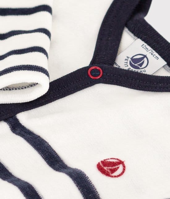 Petit Bateau Gestreepte babypyjama van velours Unisex Boxpak - Blauw - Maat 74 - Afbeelding 3