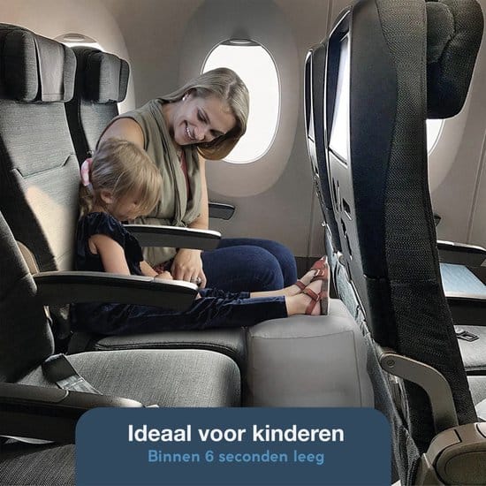 Vliegtuigbedje - Reiskussen - Voetensteun - Multifunctioneel opblaasbaar kussen voor in het vliegtuig - Auto - Trein - Navy blue - Afbeelding 2