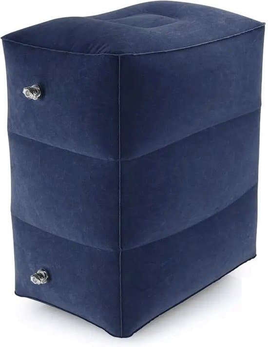 Vliegtuigbedje - Reiskussen - Voetensteun - Multifunctioneel opblaasbaar kussen voor in het vliegtuig - Auto - Trein - Navy blue