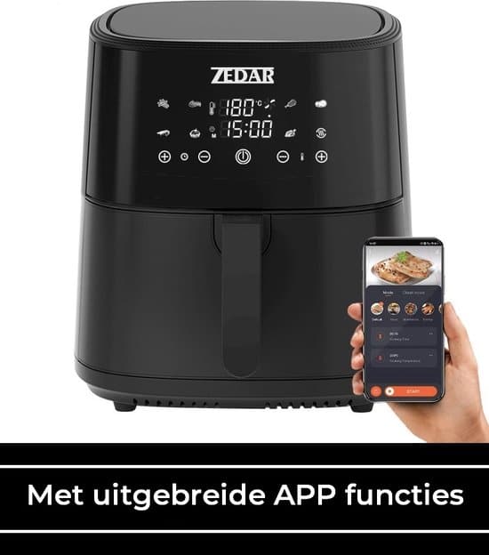Zedar AF600 Airfryer XXL - Met APP - Groot 8 Liter - Heteluchtfriteuse - Zwart - Digital Touchscreen - 50 voorgeprogrammeerde gerechten - Afbeelding 5