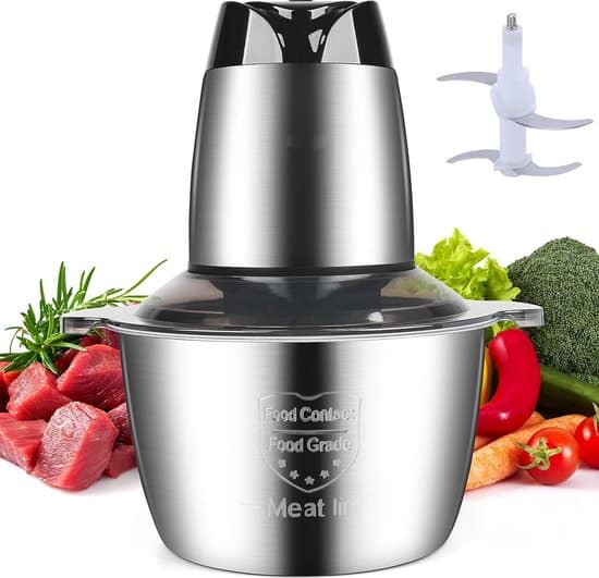 Royalty Line® MCE600 Elektrische Hakmolen - Groentesnijder - 3 Liter Kom XL - Chopper - RVS - 2 Snelheden - 600W - Foodprocessor Met RVS Kom -...