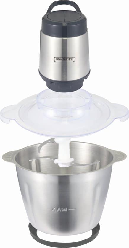 Royalty Line® MCE600 Elektrische Hakmolen - Groentesnijder - 3 Liter Kom XL - Chopper - RVS - 2 Snelheden - 600W - Foodprocessor Met RVS Kom -... - Afbeelding 4