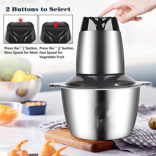 Royalty Line® MCE600 Elektrische Hakmolen - Groentesnijder - 3 Liter Kom XL - Chopper - RVS - 2 Snelheden - 600W - Foodprocessor Met RVS Kom -... - Afbeelding 5