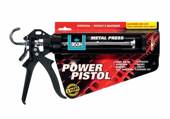 Bison Power Pistol - Koker pistool, anti-drip, duurzaam en robuust, aanpasbaar aan allerlei kokers, voor iedere klus in en om het huis, eenvoudig in gebruik