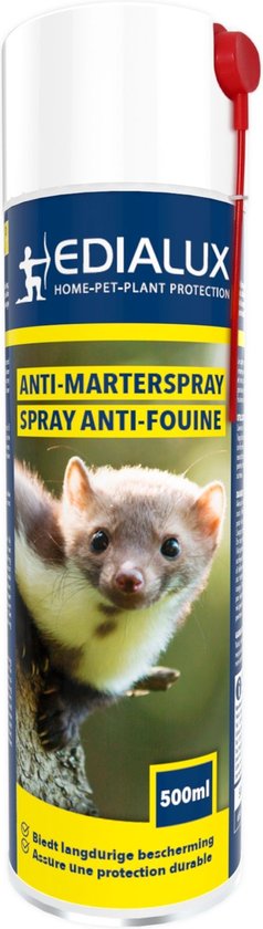 Edialux Anti marter spray 500ml, milieuvriendelijke knaagdierwering, steenmarterverjager, natuurlijke geurverdrijver, kabelbescherming, afweerspray voor auto en tuin,...
