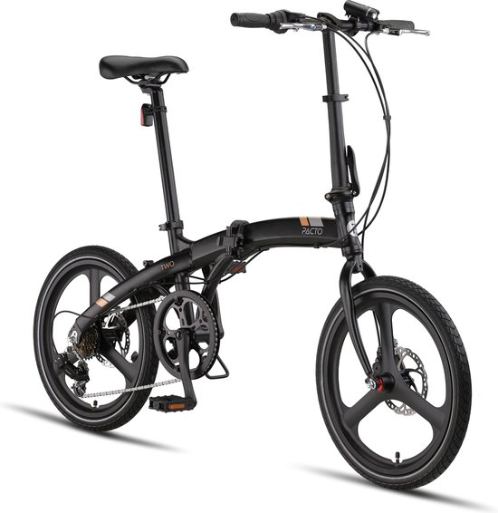 Pacto Two Vouwfiets Zwart 20 inch Shimano 6v Aluminium Schijfrem Plooifiets Folding Bike Disc
