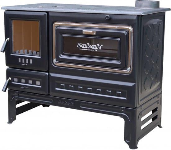 S11UC Sabah Open Haard Met Oven – Houtkachels Op Voet – Gietijzer Haardkachel- Mat Zwart – 7,99 KW – Inclusief Haak en Schraper