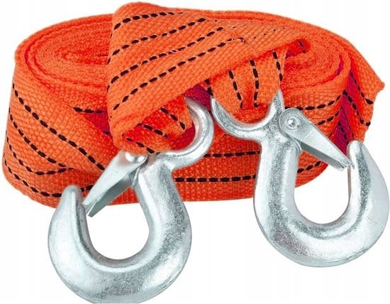 Sleepkabel Fluoriserend - ton - 4 meter - Sleepband met 2 haken - Afsleepkabel